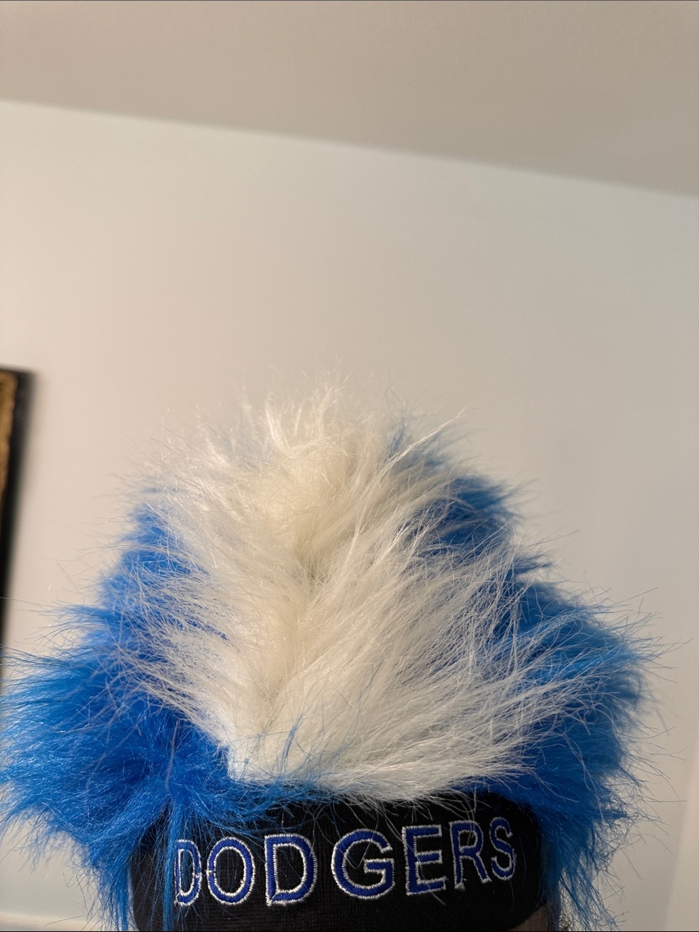 Blue and White Faux Fur Fan Hat fan hat Dodgers